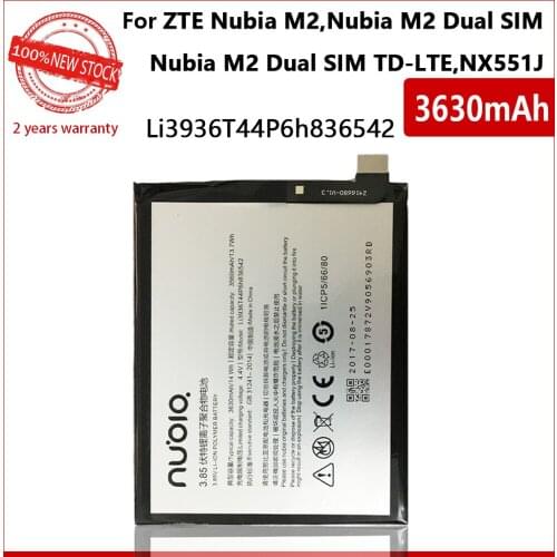 100% Genuine Li3936T44P6h836542 New Battery For ZTE/Nubia Nubia M2, Nubia M2 Dual SIM Nubia M2 Dual SIM TD-LTE, NX551J 3630mAh