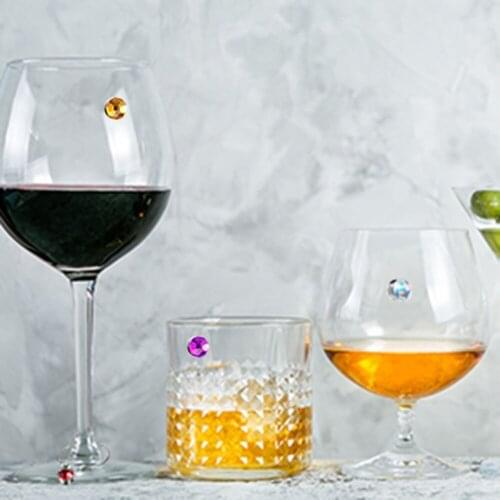 12 Pieces Champagne Flutes Cocktails Martinis Colorful Crystal Magnetic Drink Markers Wine Glass Charms for Wine Glass