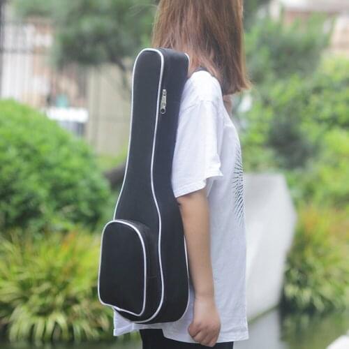 23 Inch Ukulele Bag Case Black Waterproof Oxford Cloth Bag Mini Guitar Backpack Adjustable Strap Musical Instrument Accessories
