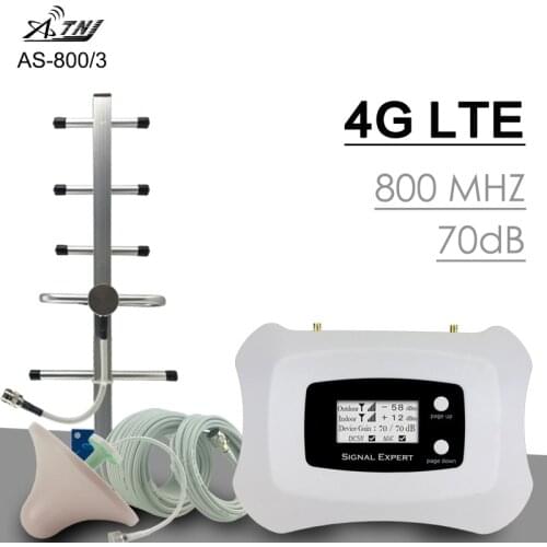 300 Square Meter 70dB Gain 4G LTE 800mhz Band 20 Mobile Phone Signal Booster 4G LTE Cellphone Cellular Signal Repeater Amplifier