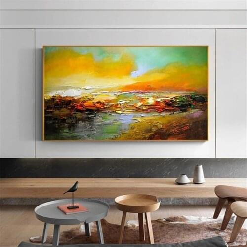 Abstract Modern Oil Painting Hand Painted Landscape Canvas Painting Wall Art For Living Room Home Office Hotel Wall Decoration
