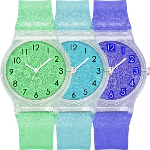 Children Candy Blingbling Color Watches Big Number Round Dial Silicone Band Quartz Wrist Watch for Kids Girls Wristwatch