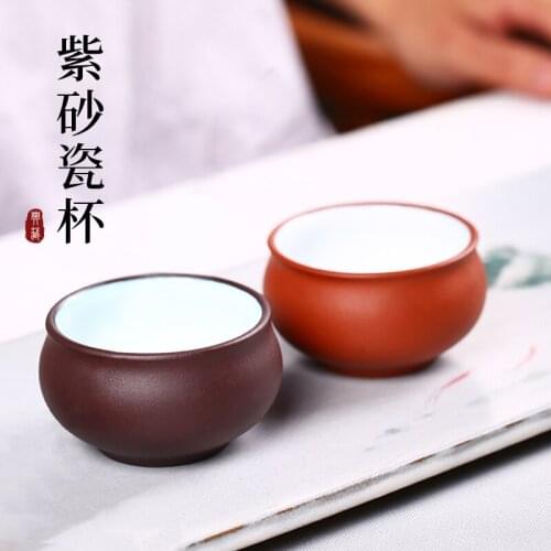 Purple sand pottery and porcelain masters cup sample tea cup kung fu tea tea sets, purple sand cup single cup cup
