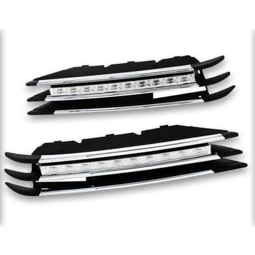 DRL LED Daytime Running Light Super Bright Waterproof 12v DC for VW Volkswagen Touareg 2011-2013 with Turn Signal Dimmed Light