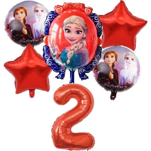 Disney Frozen Elsa Princess Helium Balloons Red 32inch Number Baby Shower Girl Foil Globos Birthday Party Decorations Kids Toys