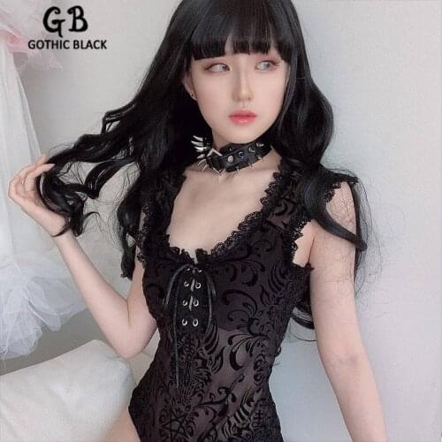 Gothic Black Women's Lace Bodysuit