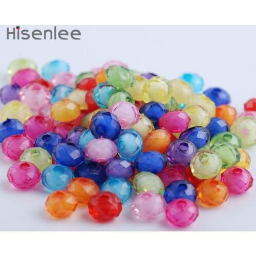Hisenlee Multi Size Mixed color Austria faceted Acrylic Beads Round flat bead DIY making beads