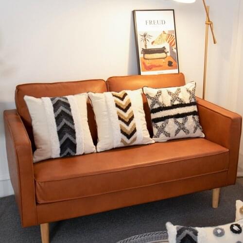 Boho Style Cotton Cushion Cover 45x45Cm Black White Neutral Decoration Pillowcase 30X50Cm Handmade for Sofa Bed Room Living Room