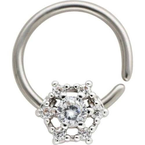 JHJT MUSI 16G Nose Ring G23 Titanium Cubic Zirconia Septum Nostril Nose Hoop Tragus Helix Cartilage Earrings Body Piercing