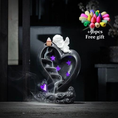 Cupid Backflow Incense Burner With LED Light Incense Holder Decor The God Of Love Mysterious Atmosphere Handmade Easy To Clean