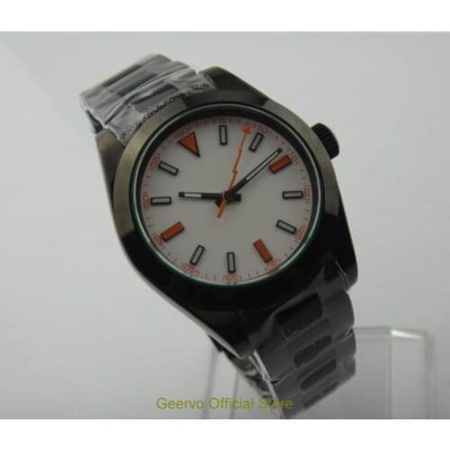 Sapphire crystal 40mm GEERVO black dial Asian Automatic Self-Wind movement mens watch PVD case Mechanical Wristwatches 78A