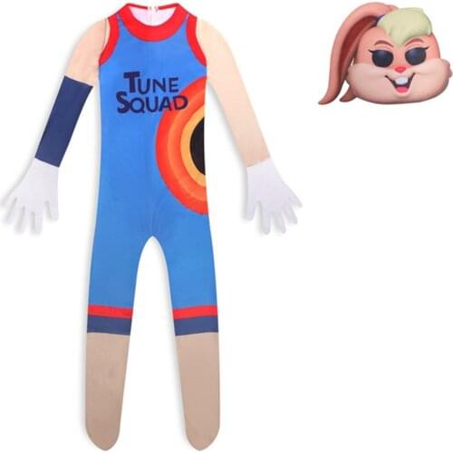 Kids Children Space Jam Lola Bunny Jumpsuit Mask Cosplay Costume Outfits Outfit Halloween Carnival Suit