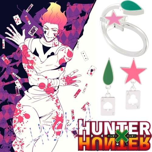 2021 New Anime Full Time Hunter Five-Pointed Star Teardrop Poker Earrings Cute Jewelry For Friend Gift