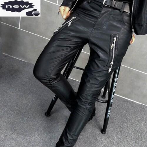 New Arrival Fashion Pu Long Pants Women Zipper Plus Size Female Casual Vintage Trousers Calca Feminina Pantalones Mujer Black
