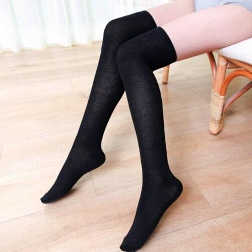 New Women Socks Fashion Stockings Casual Cotton Thigh High Over Knee Cotton High Socks Girls Womens Female Long Knee Sock