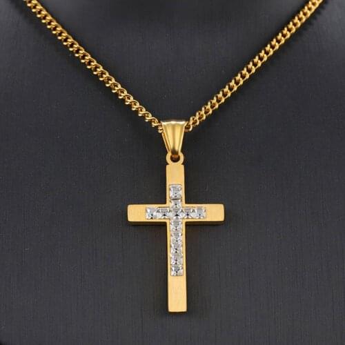 Cross Pendant Necklace Hip Hop Jewelry Collar Rock Fashion Mens Necklaces Hip Hop Gold Chain DJ Rapper Jewellery