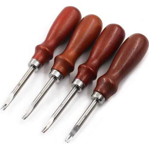 Professional Leather Skiving Cutter Wine Wood Handle Carbon Steel Blades Leather Shovel knife DIY Leather Edger Trimming Tools