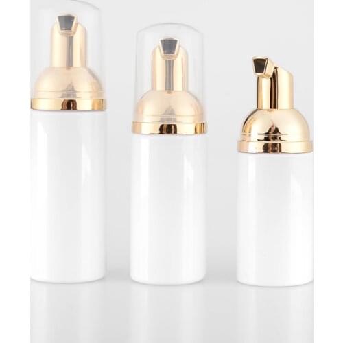 10 x 30ml 50ml 80ml Empty Plastic Foamer Bottle Pump Facial Cleanser Liquid Soap Dispenser White Foam PET Bottles with Gold Tops
