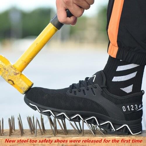 Steel Toe Cap Work Safety Shoes Breathable Comfy Anti-smashing Anti-puncture Non-slip Protective Work Shoes Man Safety Boots