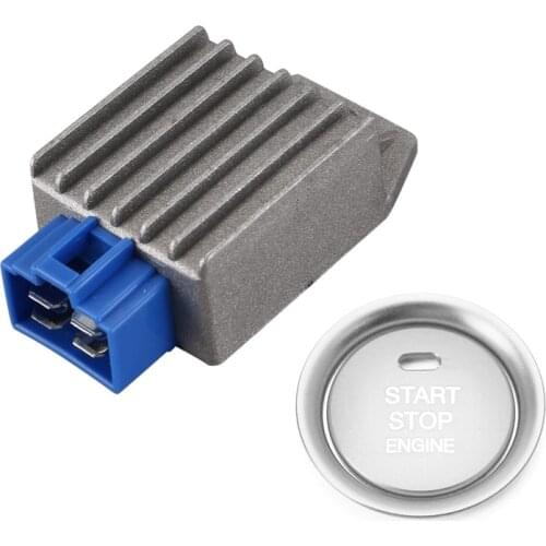Voltage Regulator for Yamaha with 2Pc Set Silver Aluminum Keyless Engine Push Start Button & Ring for Mazda