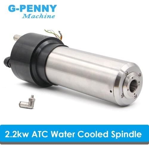 2.2kw Water Cooled Spindle ATC Spindle Motor 220v Rotating spdeed 24000rpm 4 Pole 800Hz Blind rivet IS020-15° Tool holderIS020