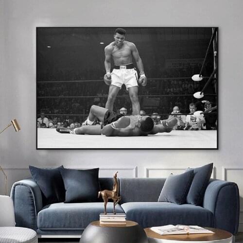 Sports Poster Muhammad Ali VS Sonny Liston Wall Canvas Art Canvas Painting Boy Room Sports Star Painting Decorative Painting