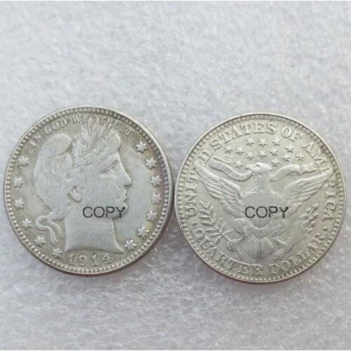 USA Barber Quarter Dollars 1914 1914-D 1914-S Different Mint Silver Plated Copy Coin