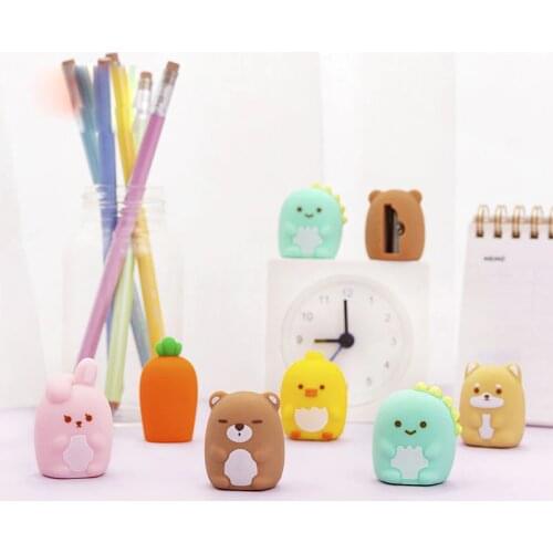 18 pcs/lot Cartoon Bear Dog Duck Dinosaur Pencil Sharpener Cute Hand Mechanical Cutter Knife stationery gift school supplies