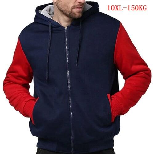 Plus large size big men jackets Sweatshirt hooded thick warm fleece parkas 7XL 8XL 9XL 10XL winter black patchwork out wear coat