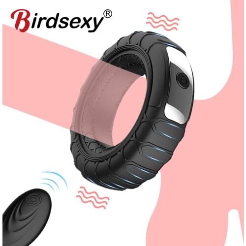 Vibrating Penis Ring Silicone Cock Ring Delay Ejaculation Erection Lock Ring Penis Vibrator Long Lasting Adults Sex Toys for Men