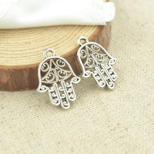 High quality 30 pcs metal antique silver Plated hand charms for DIY jewelry making 21*15mm I196
