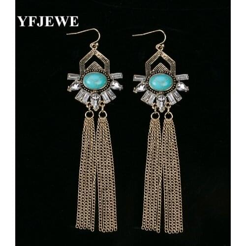 YFJEWE wholesale vintage design crystal earrings fashion womens statement drop Earring for women jewelry pendientes #E332