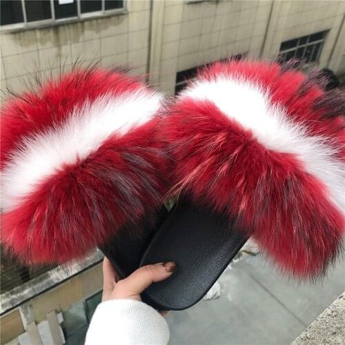 Women Shoes Fur Slippers Slides Sandals Indoor Furry Fur Slides Sandal Colorful Open Toe Soft Warm Home Winter Plush Slippers