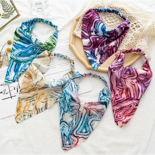 New Floral Square Scarf Women Elastic Hair Band Cross Border Hot Sale Baotou Triangle Towel Hair Accessories
