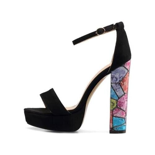 Moraima Snc Woman Chunky Heel Sandals Platform Pumps Peep Toe Ankle Strap Summer Shoes Colorful Heels Clubwear Dress Shoes