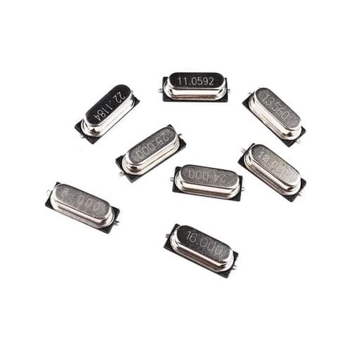 10PCS 8Mhz 11Mhz 12Mhz 13Mhz 16Mhz 22Mhz 24Mhz 25Mhz Quartz Crystal Resonator Passive Oscillator HC49S SMD