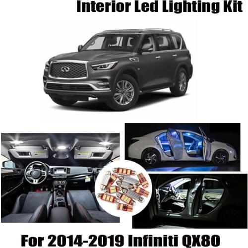 13pcs White Canbus Error Free LED Interior Reading Map Dome Door Lights Kit For 2014-2019 Infiniti QX80 License Plate Lamp