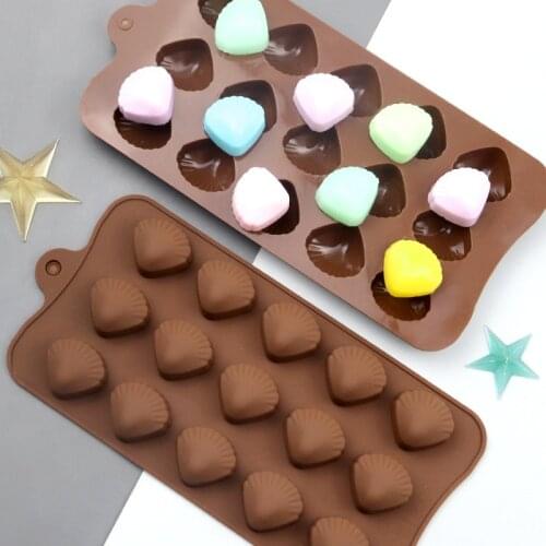 15 Cavity Scallop Shell Shaped Silicone Chocolate Fondant Cake Mold Non-stick Handmade Soap Mould Ice Cube Tray Baking Tools