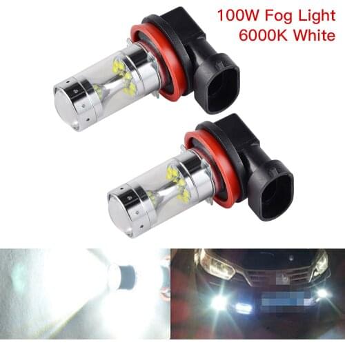 2x H16 H11 LED Fog Light Lamp Bulbs 100W 2400LM For Toyota Corolla Tacoma Yaris Venza Solara Auto Fog Lights