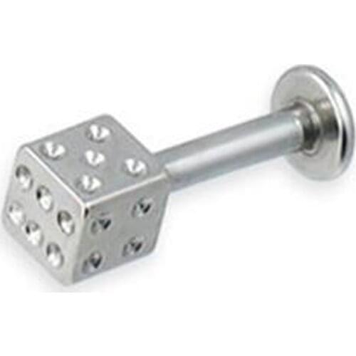 2Piece Free Shipping Labret Ring surgical Stainless Steel Dice Lip Ring Helix Labret rings Tragus Ear Piercing Body Jewelry