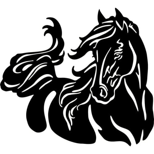 20*17.9CM Beautiful Horse Pattern Car Body Stickers Stylish Pet Equine Car Body Decals Black/Silver C9-0863