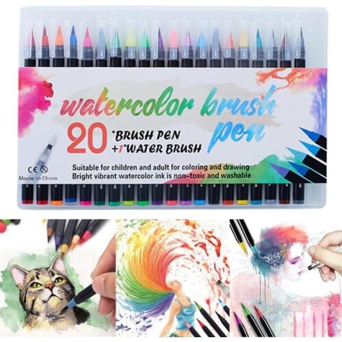 20 Colors / Box Artist Art Marker Pen Watercolor Painting Pen Painting Drawing Soft Brush Coloring Book Comics Watercolor Pen