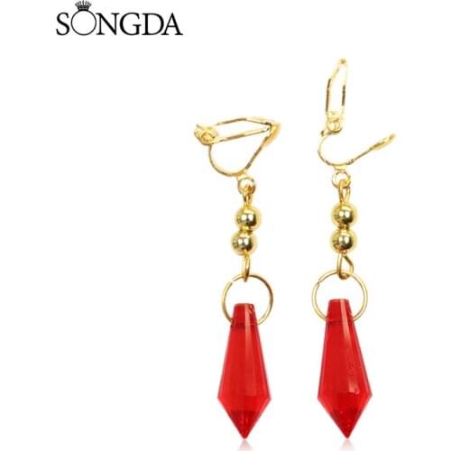 2021 Trendy Genshin Impact Tartaglia Dangle Earrings Genshin Childe Ear Clip Earrings for Women Jewelry Accessories Girls Gift