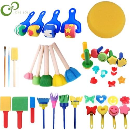 Children Painting Sponge Stamp Set DIY Art Kindergarten Painting Tools Early Education Graffiti Seal Roller Sponge Brush DDJ