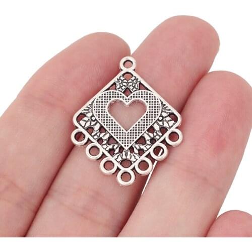 30 x Tibetan Silver Hollow Heart Chandelier Connectors for DIY Earrings Jewelry Making Findings 30x25mm