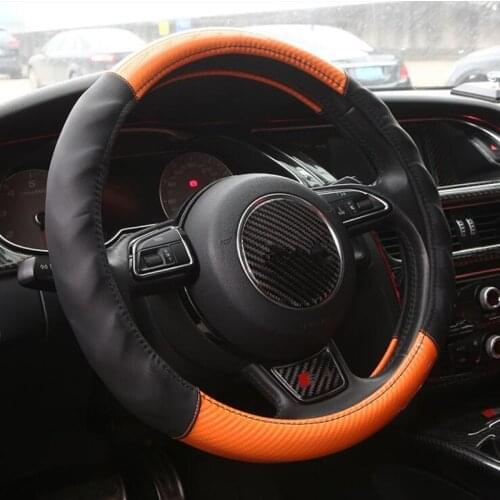 4 colors Sport Car Steering Wheel Cover Breathable and Non Slip Microfiber Leather Steering Wheel Cover Universal 38cm/15 inch
