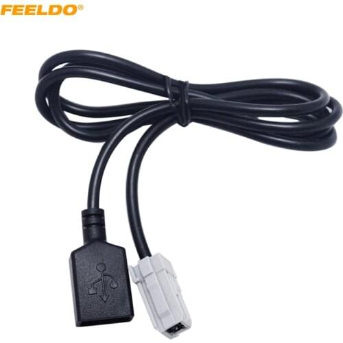 FEELDO 1Pc Car Aux Audio Input Media Data Wire Original Plug To USB Adapter Conector For Toyota RAV4 EZ Verso Camry
