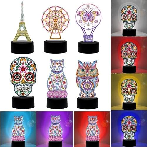 5D DIY Diamond Painting Lamp LED Christmas Decoration For Home Santa Claus Christmas Happy New Year Decoration Home Decor
