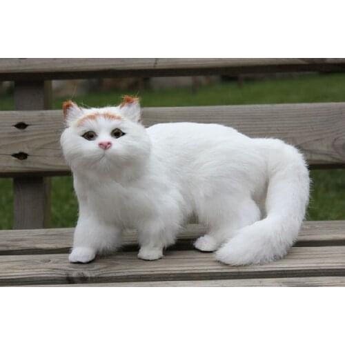 Large 30x20x15cm simulation white cat miaow sounds furry fur hard model home decoration Christmas gift h1168