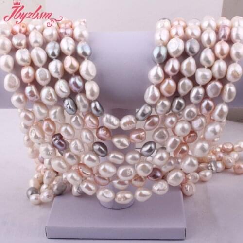 9-11mm Natural Freeform Shape Freshwater Pearl Gem Stone Beads Fashion Handwork Necklace 60" Not Button,Wholesale Free shipping